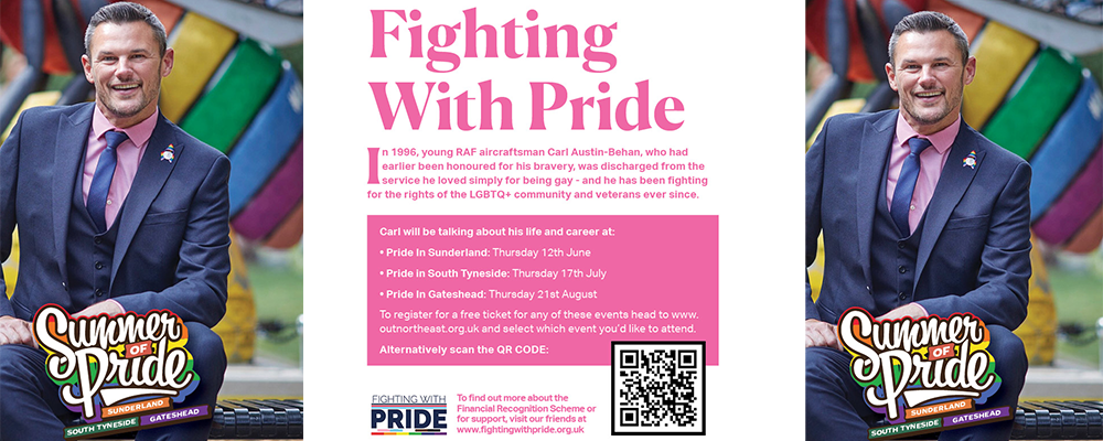 To commemorate the 25th anniversary since the lifting of the ban on LGBTQ+ people serving in the armed forces, Out North East is proud to welcome Dr Carl Austin-Behan OBE DL to their Summer of Pride.